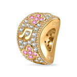 Spring Symphony Flower Tarnish-resistant Silver Charms In 14K Gold Plated