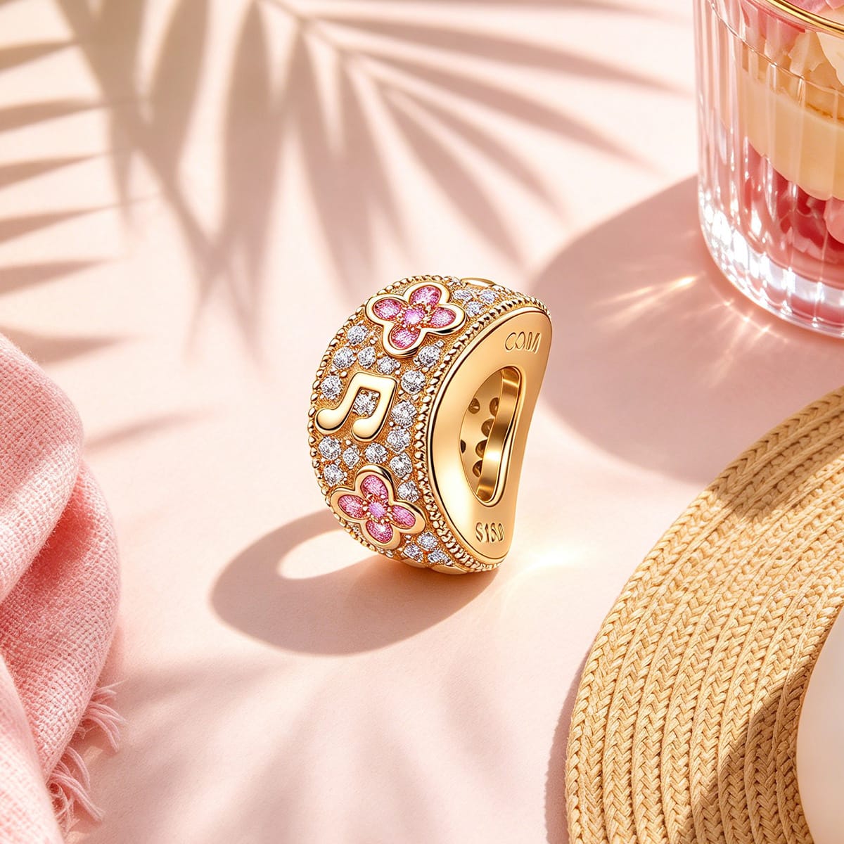 Spring Symphony Flower Tarnish-resistant Silver Charms In 14K Gold Plated