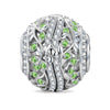 Verdant Serenade Flower Tarnish-resistant Silver Charms In White Gold Plated