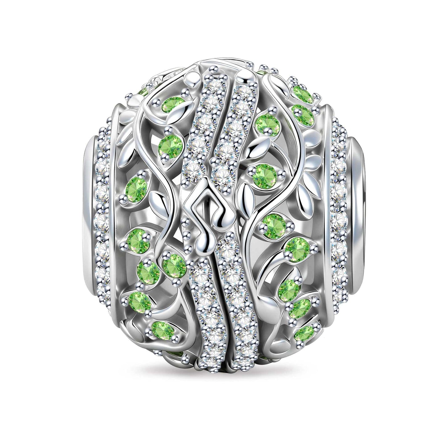 Verdant Serenade Flower Tarnish-resistant Silver Charms In White Gold Plated