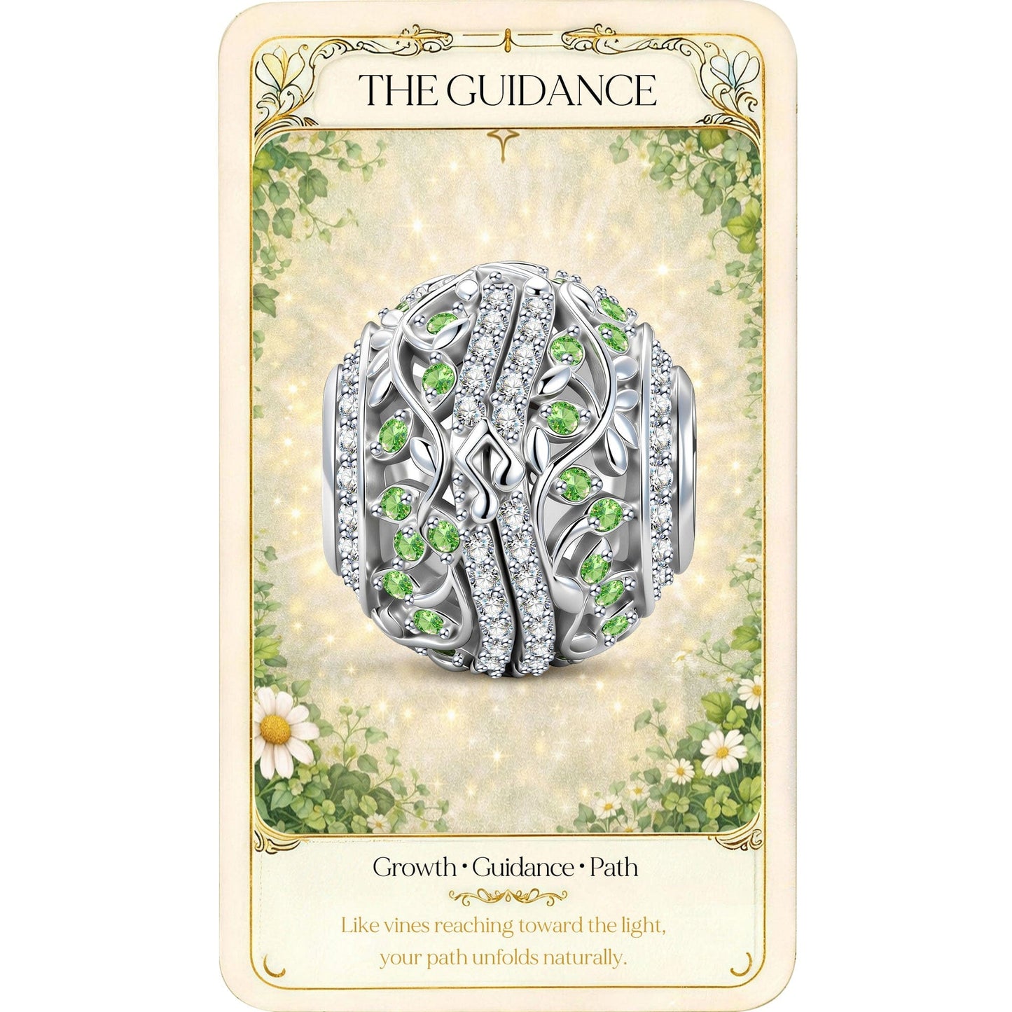 Verdant Serenade Flower Tarnish-resistant Silver Charms In White Gold Plated