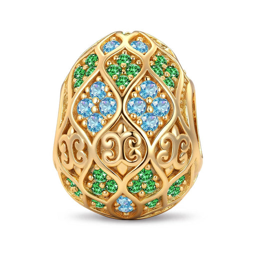 gona- Easter Verdant Filigree Tarnish-resistant Silver Egg Charms In 14K Gold Plated