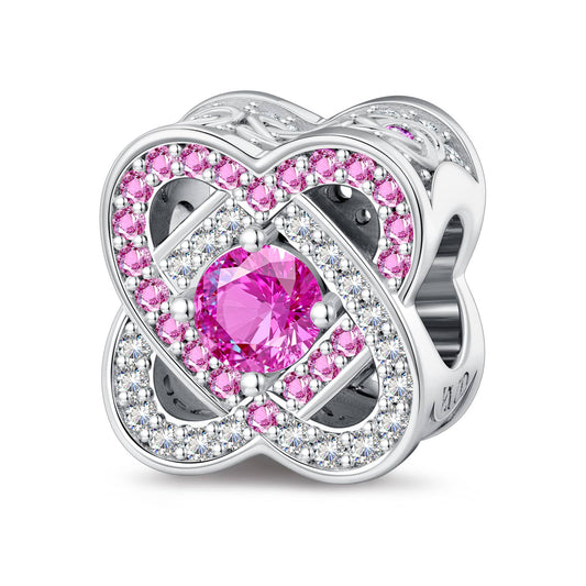 gona- Vintage Clover Pink Tarnish-resistant Silver Charms In White Gold Plated