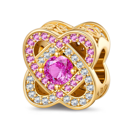 gona- Vintage Clover Pink Tarnish-resistant Silver Charms In 14K Gold Plated
