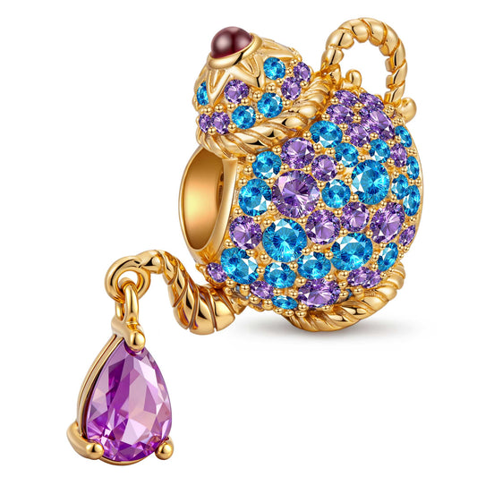 gona- Mad Hatter Teapot Tarnish-Resistant Silver Charm In 14K Gold Plated