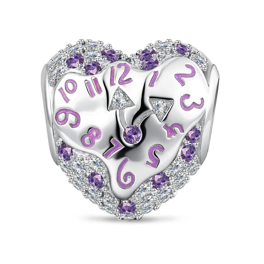 gona- Enchanted Time-Twisted Heart Tarnish-Resistant Silver Charm In White Gold Plated