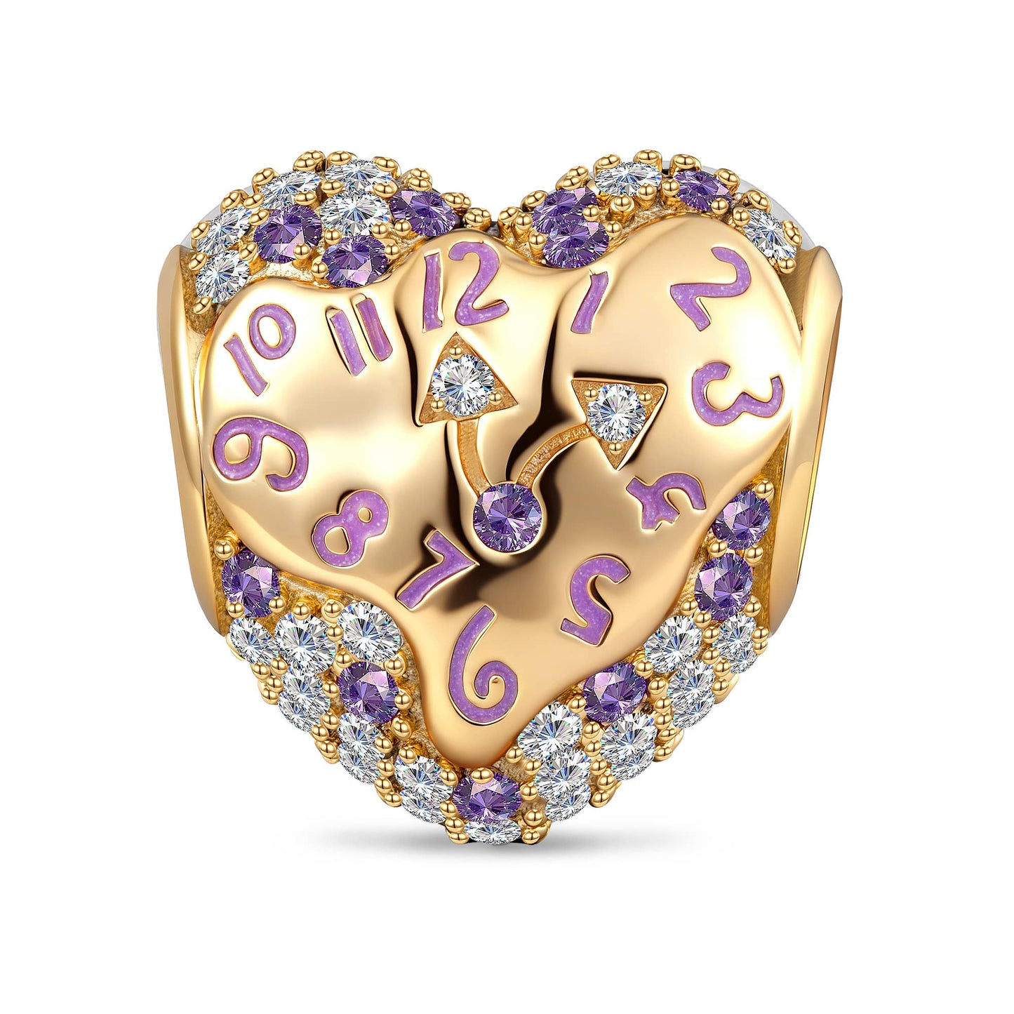 Enchanted Time-Twisted Heart Tarnish-Resistant Silver Charm In 14K Gold Plated