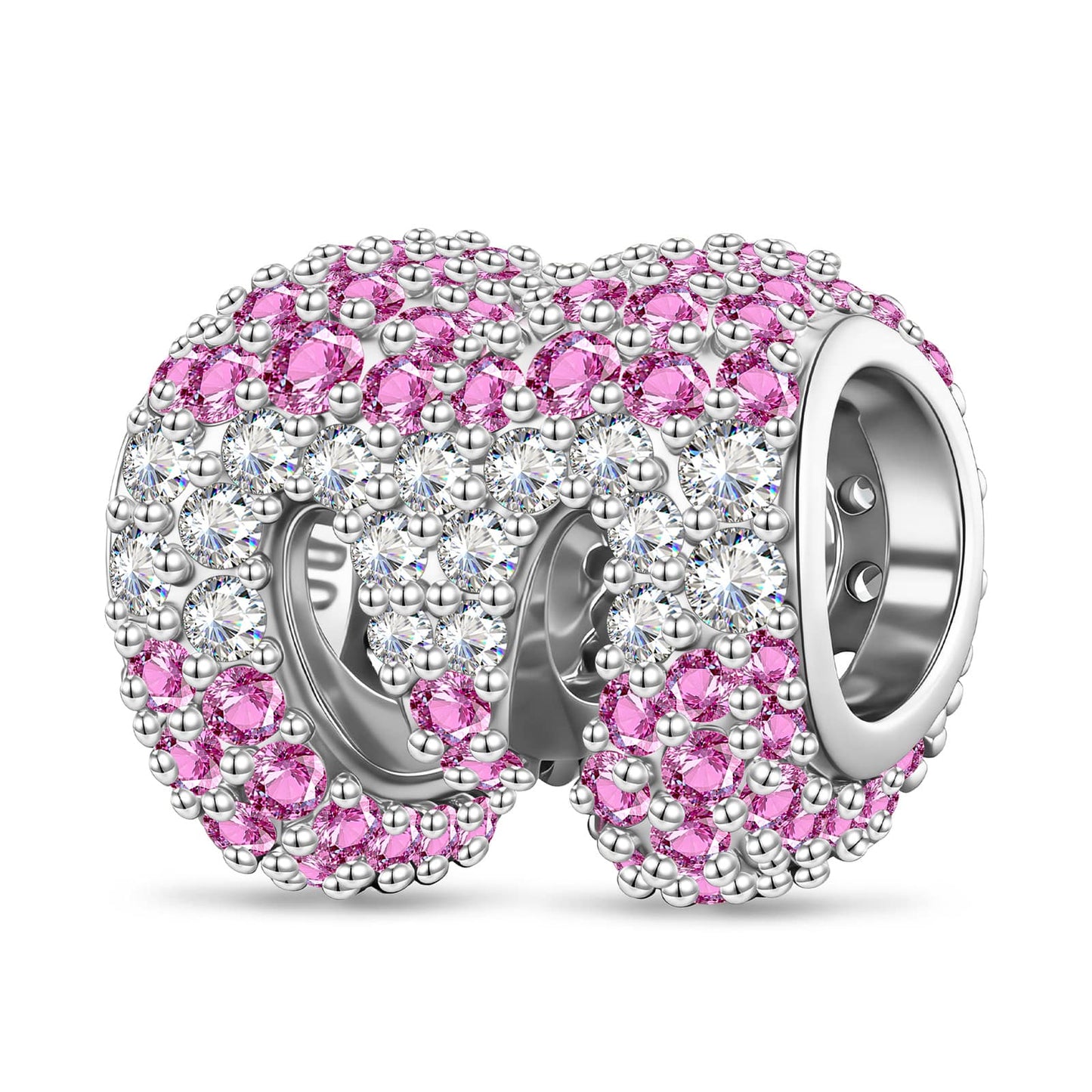 Mom Love Double Ball Tarnish-resistant Silver Charms In White Gold Plated