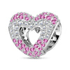 Hollow Love Heart Tarnish-resistant Silver Charms In White Gold Plated