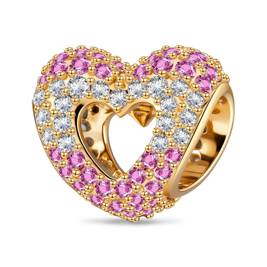 gona- Hollow Love Heart Tarnish-resistant Silver Charms In 14K Gold Plated