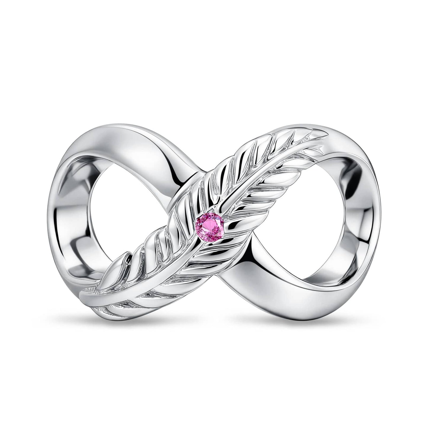 Infinity Feather Love Tarnish-resistant Silver Charms In White Gold Plated