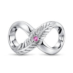 Infinity Feather Love Tarnish-resistant Silver Charms In White Gold Plated