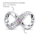 Infinity Feather Love Tarnish-resistant Silver Charms In White Gold Plated