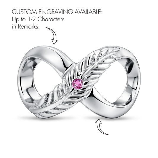 gona- Infinity Feather Love Tarnish-resistant Silver Charms In White Gold Plated