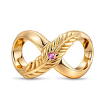 Infinity Feather Love Tarnish-resistant Silver Charms In 14K Gold Plated