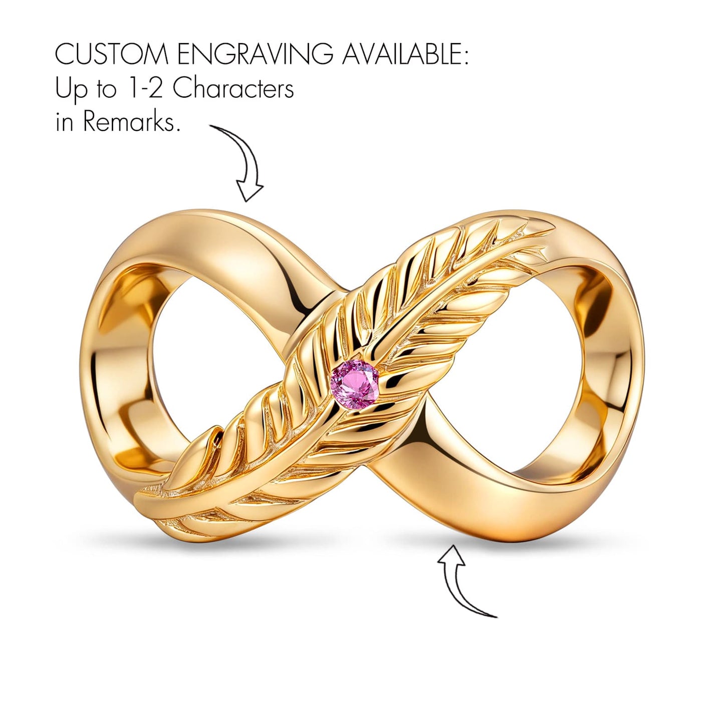 Infinity Feather Love Tarnish-resistant Silver Charms In 14K Gold Plated