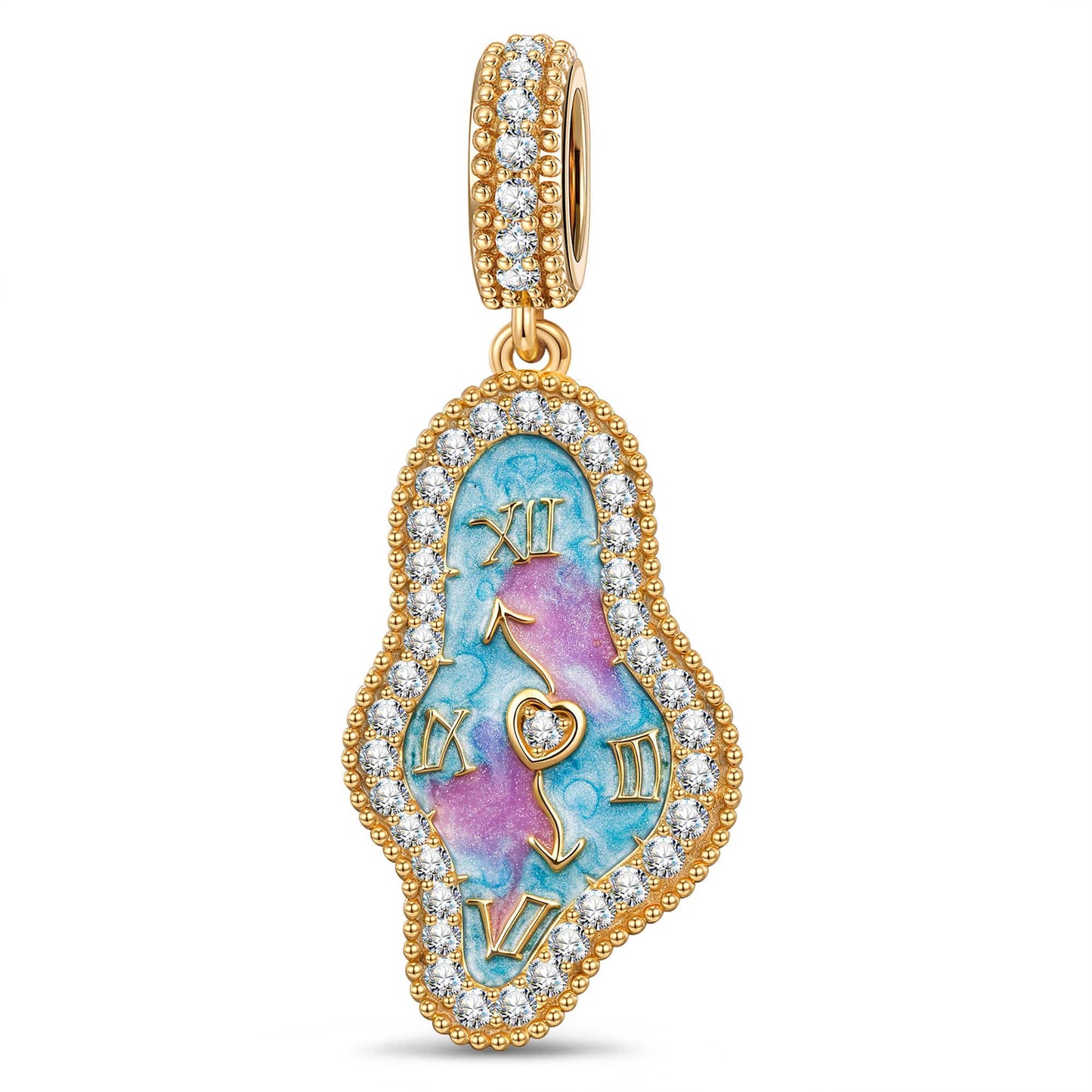 Wonderland Dali Clock Tarnish-Resistant Silver Charm In 14K Gold Plated