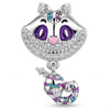 Enchanted Wonderland Cheshire Tarnish-Resistant Silver Charm In White Gold Plated