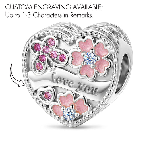gona- Engravable (Blank Default) Flower Tarnish-resistant Silver Charms In White Gold Plated
