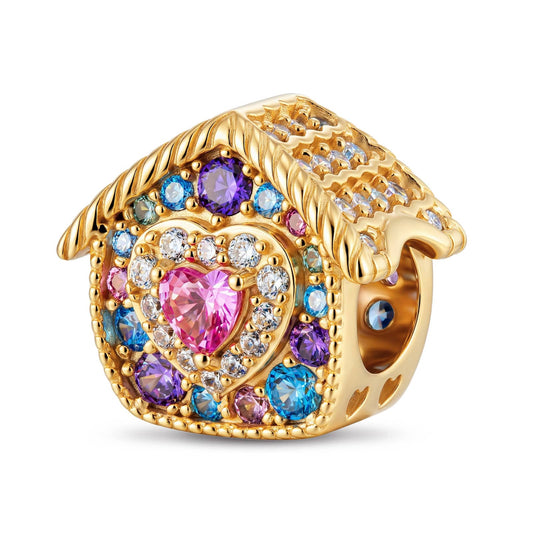 gona- Cozy Cottage Multicolor Tarnish-resistant Silver Charms In 14K Gold Plated