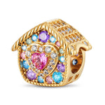 Cozy Cottage Multicolor Tarnish-resistant Silver Charms In 14K Gold Plated