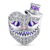 Alice in Wonderland Cheshire Cat Tarnish-Resistant Silver Charm In White Gold Plated