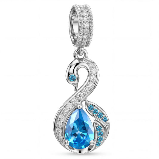 gona- Luxury Swan Blue Tarnish-resistant Silver Dangle Charms In White Gold Plated