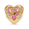Ornate Swan Heart Tarnish-resistant Silver Charms In 14K Gold Plated