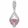 Angel Wing Heart Tarnish-resistant Silver Dangle Charms In White Gold Plated