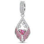 Angel Wing Heart Tarnish-resistant Silver Dangle Charms In White Gold Plated