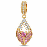Angel Wing Heart Tarnish-resistant Silver Dangle Charms In 14K Gold Plated