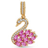 Regal Plume Swan Tarnish-Resistant Silver Dangle Charm In 14K Gold Plated