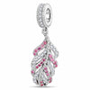 Airy Feather Gemstone Tarnish-resistant Silver Dangle Charms In White Gold Plated