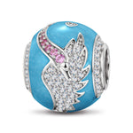 Glamorous Swan Enamel Tarnish-resistant Silver Charms In White Gold Plated