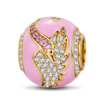 Glamorous Swan Enamel Tarnish-resistant Silver Charms In 14K Gold Plated