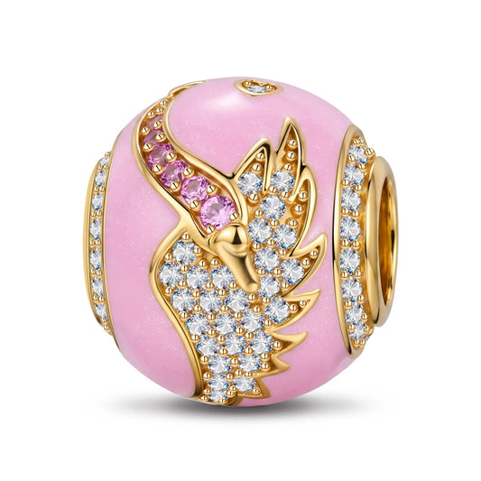 gona- Glamorous Swan Enamel Tarnish-resistant Silver Charms In 14K Gold Plated