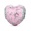 Romantic Filigree Heart Tarnish-resistant Silver Charms In White Gold Plated