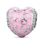 Romantic Filigree Heart Tarnish-resistant Silver Charms In White Gold Plated
