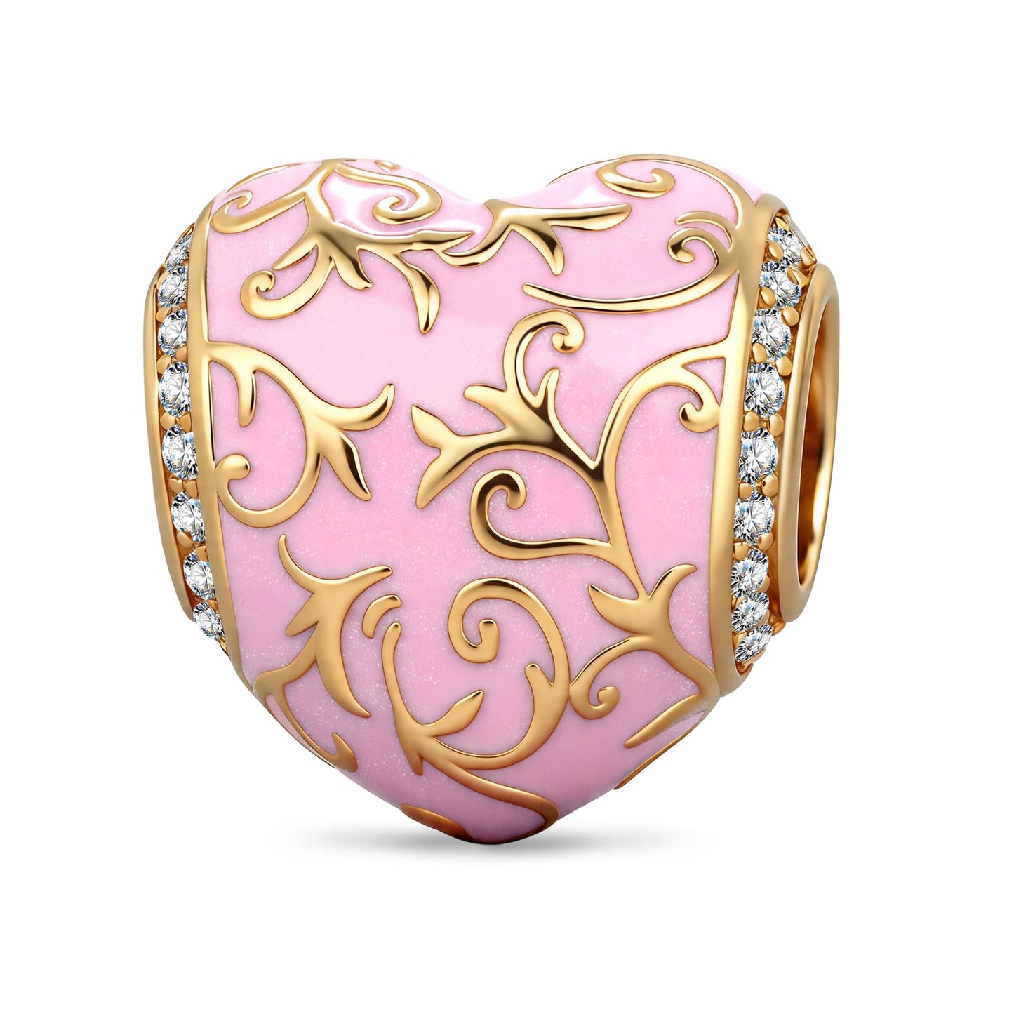 Romantic Filigree Heart Tarnish-resistant Silver Charms In 14K Gold Plated