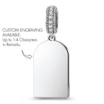 Engravable Treasured Arch Rose Tarnish-resistant Silver Dangle Charm In White Gold Plated