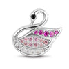 Graceful Silhouette Swan Tarnish-Resistant Silver Charm In White Gold Plated