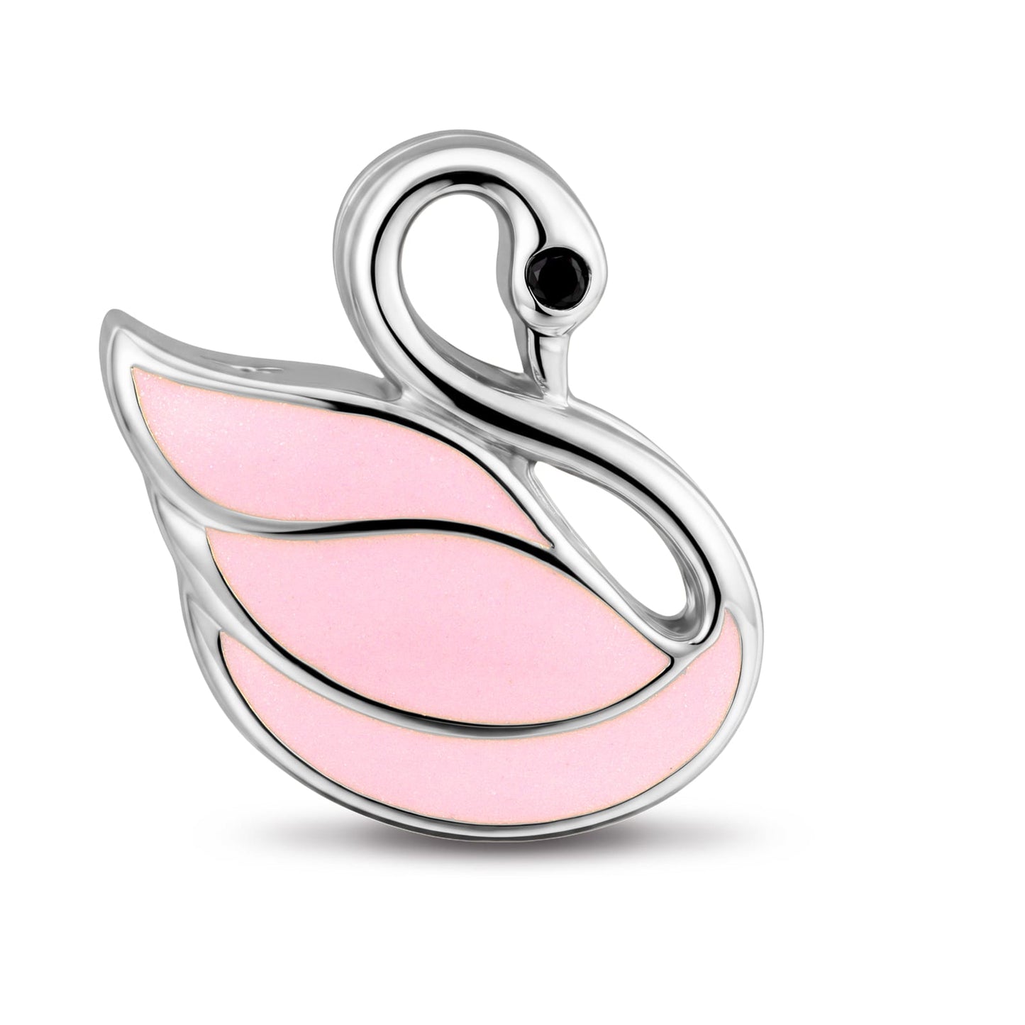 Graceful Silhouette Swan Tarnish-Resistant Silver Charm In White Gold Plated