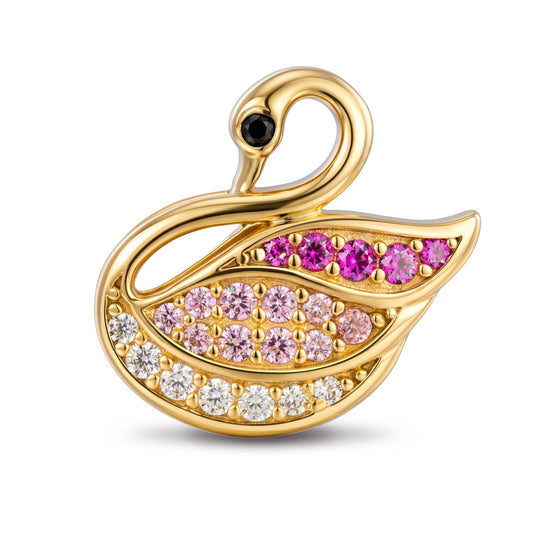 gona- Graceful Silhouette Swan Tarnish-Resistant Silver Charm In 14K Gold Plated