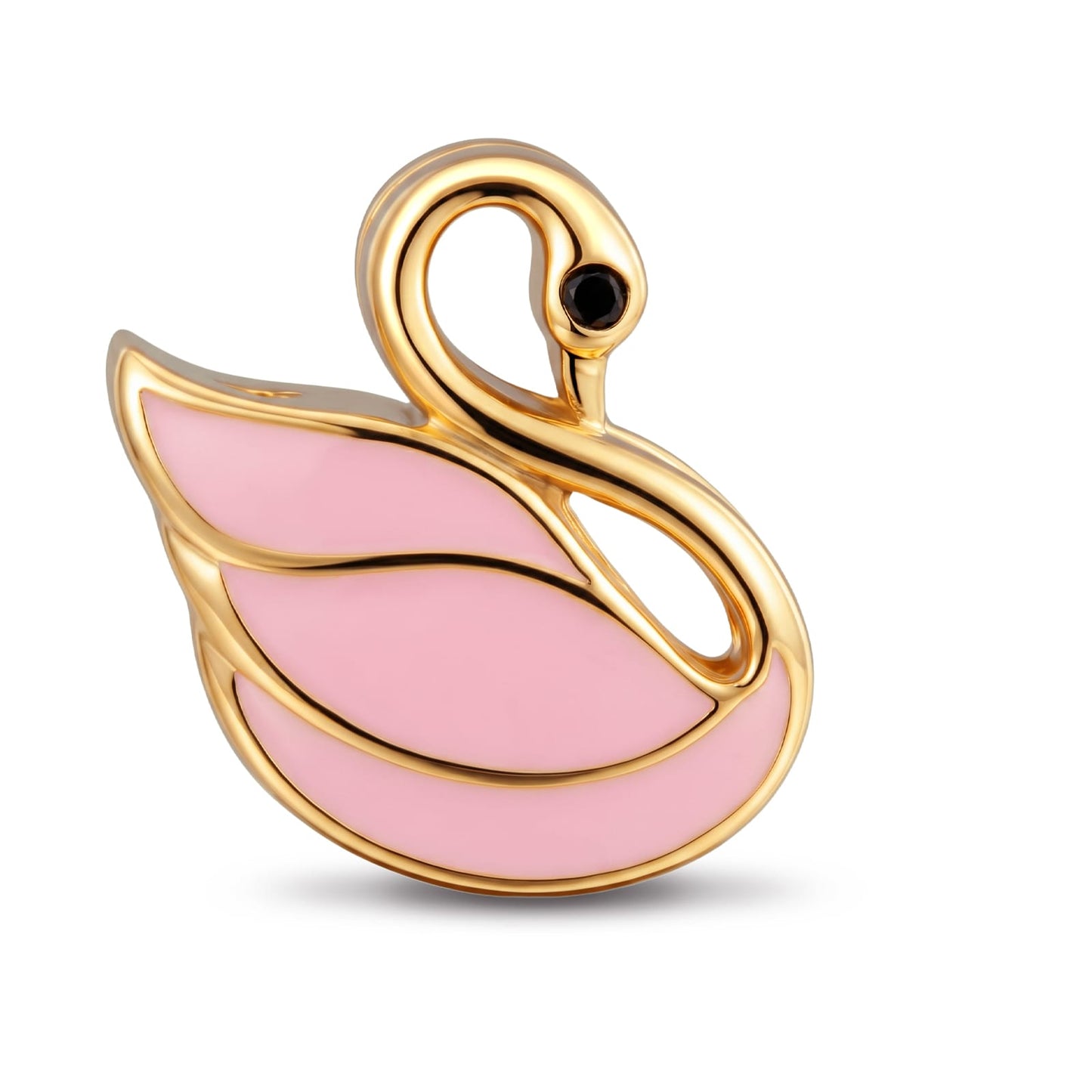 Graceful Silhouette Swan Tarnish-Resistant Silver Charm In 14K Gold Plated