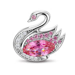 Marquise Solitaire Swan Tarnish-Resistant Silver Charm In White Gold Plated