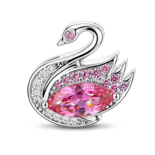 gona- Marquise Solitaire Swan Tarnish-Resistant Silver Charm In White Gold Plated