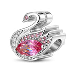 Marquise Solitaire Swan Tarnish-Resistant Silver Charm In White Gold Plated