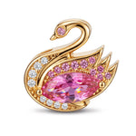 Marquise Solitaire Swan Tarnish-Resistant Silver Charm In 14K Gold Plated
