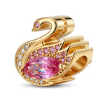 Marquise Solitaire Swan Tarnish-Resistant Silver Charm In 14K Gold Plated
