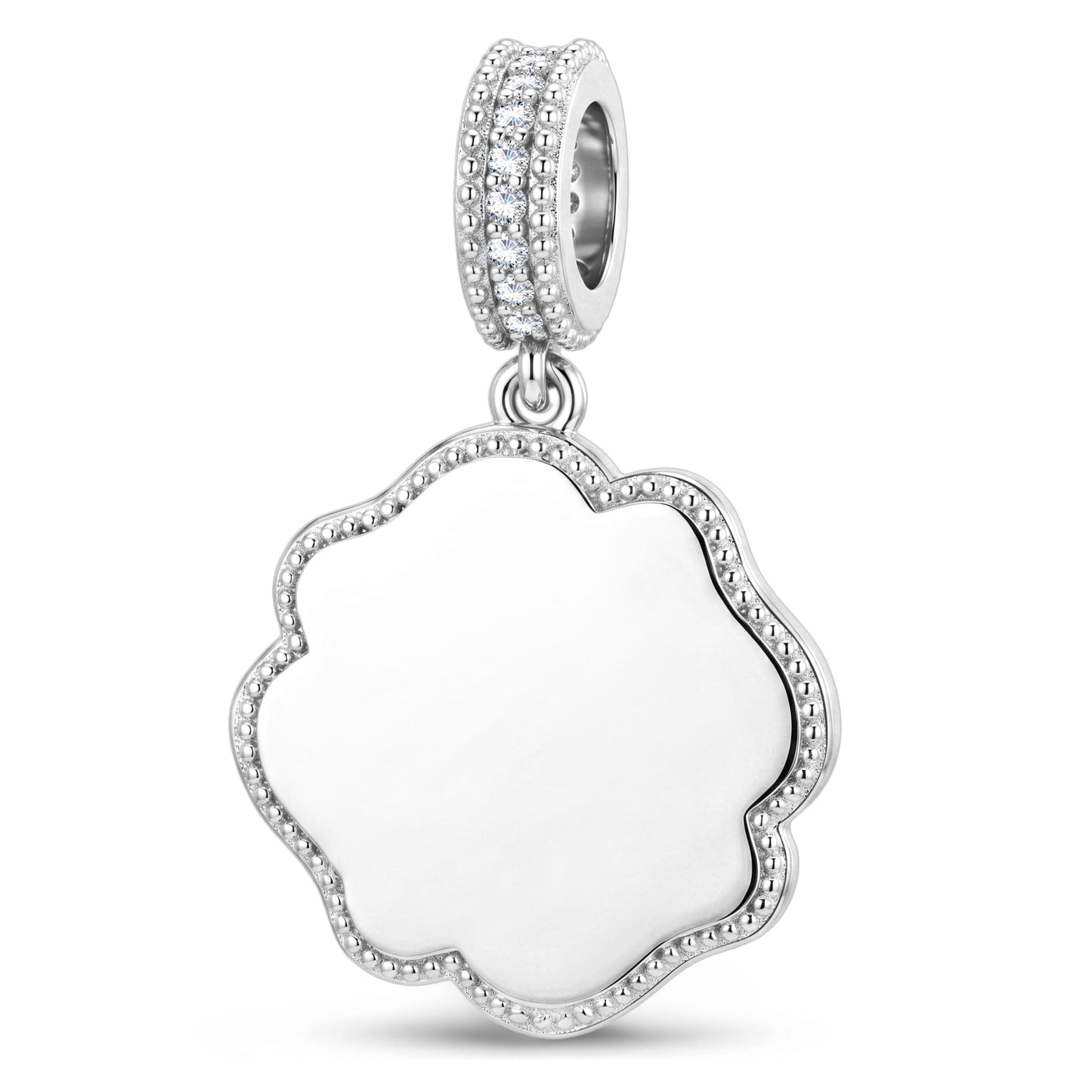 Engravable (Blank Default) Newborn Footprints Tarnish-Resistant Silver Dangle Charm In White Gold Plated